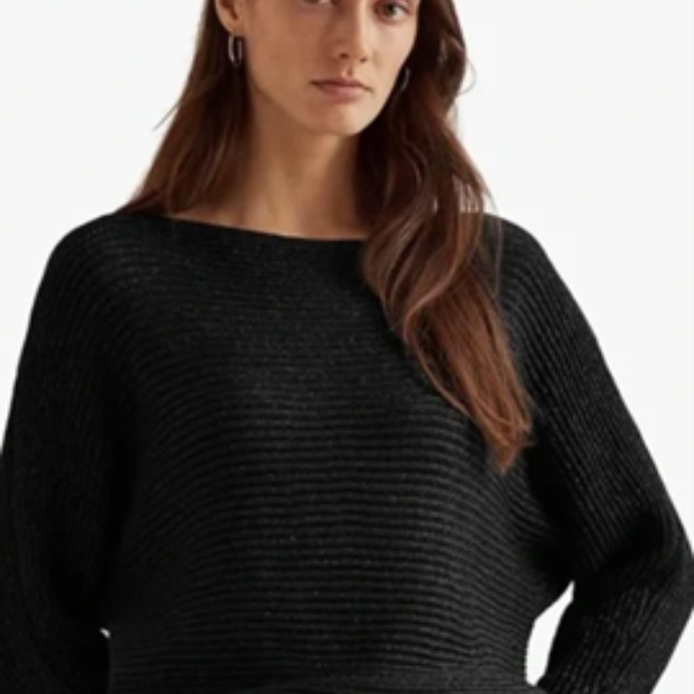 NWT Lauren Ralph Lauren Metallic Long Sleeve Boat Neck Sweater